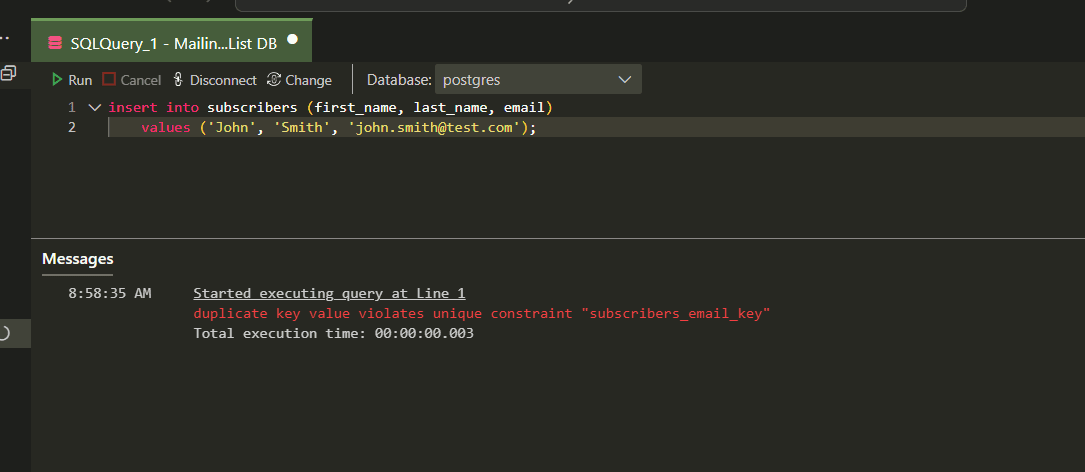 Insert duplicate error