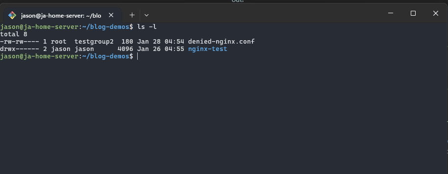 Preview of the linux ls -l command.
